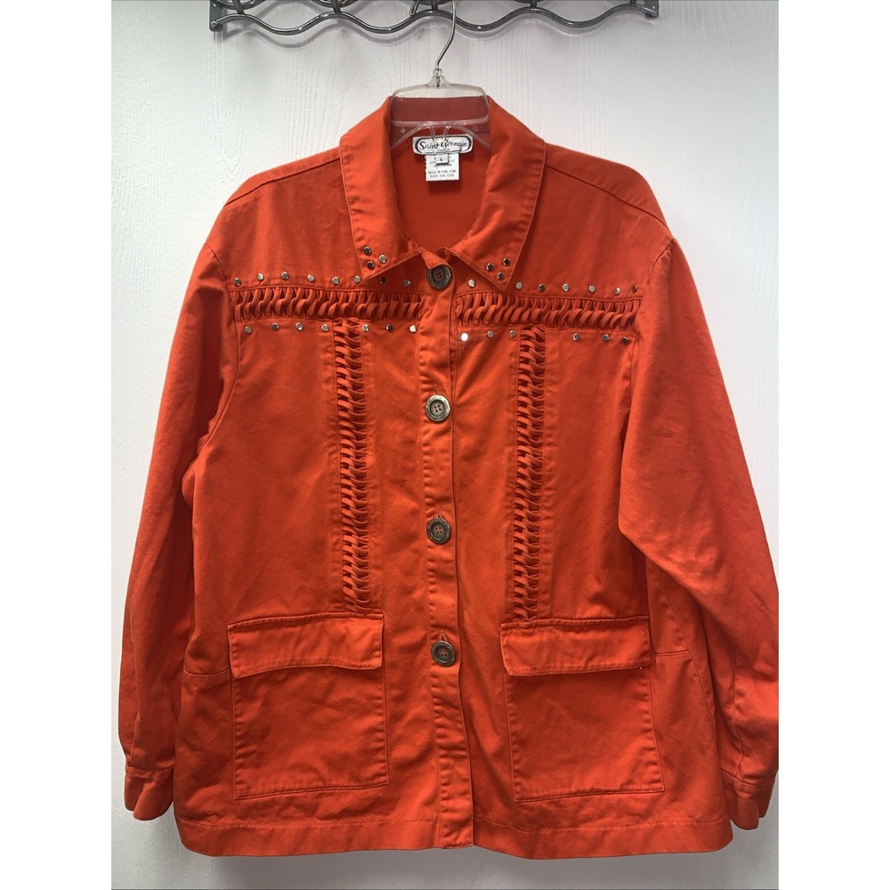 Vtg St Germain Paris Western Boho Vibrant Blazer Jacket Buttons Biker